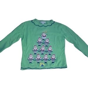 Bellepointe vintage green Santa Christmas sweater M